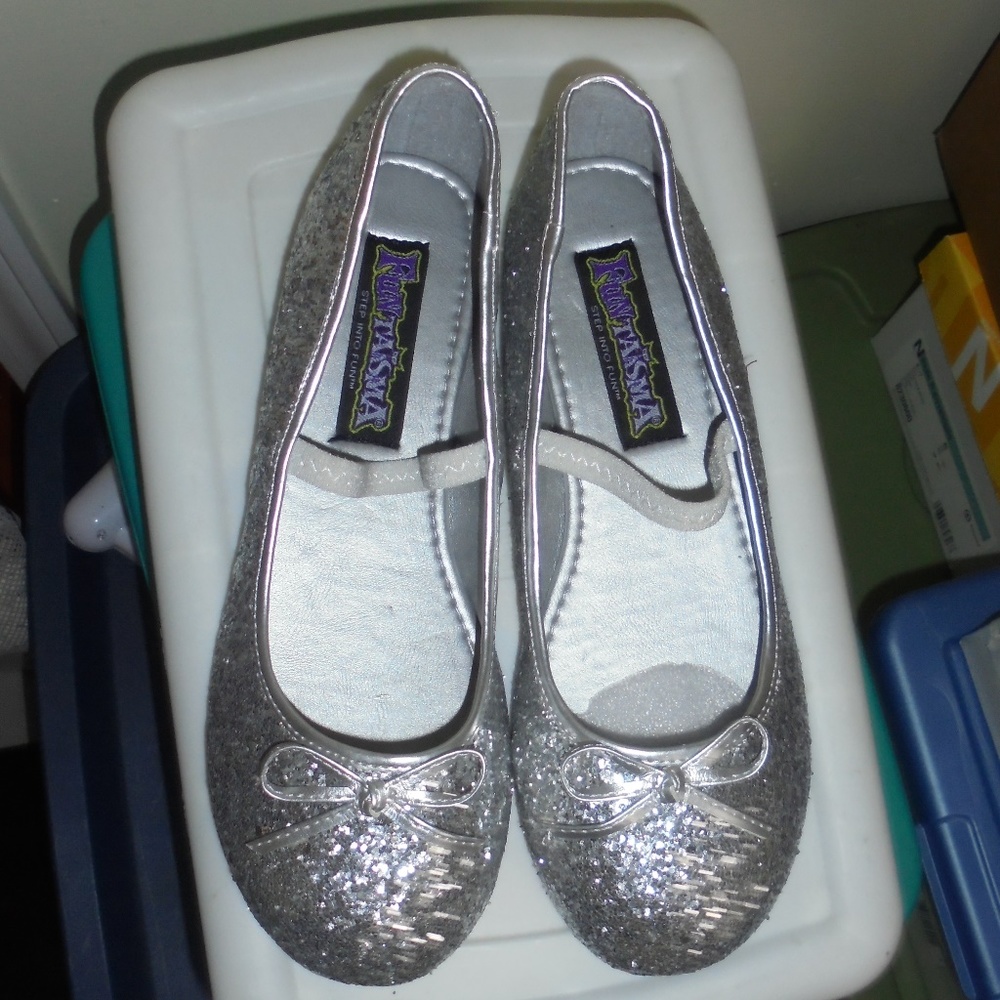 FANTASMA SILVER GLITTER Mary Jane Ballet XL 4/5